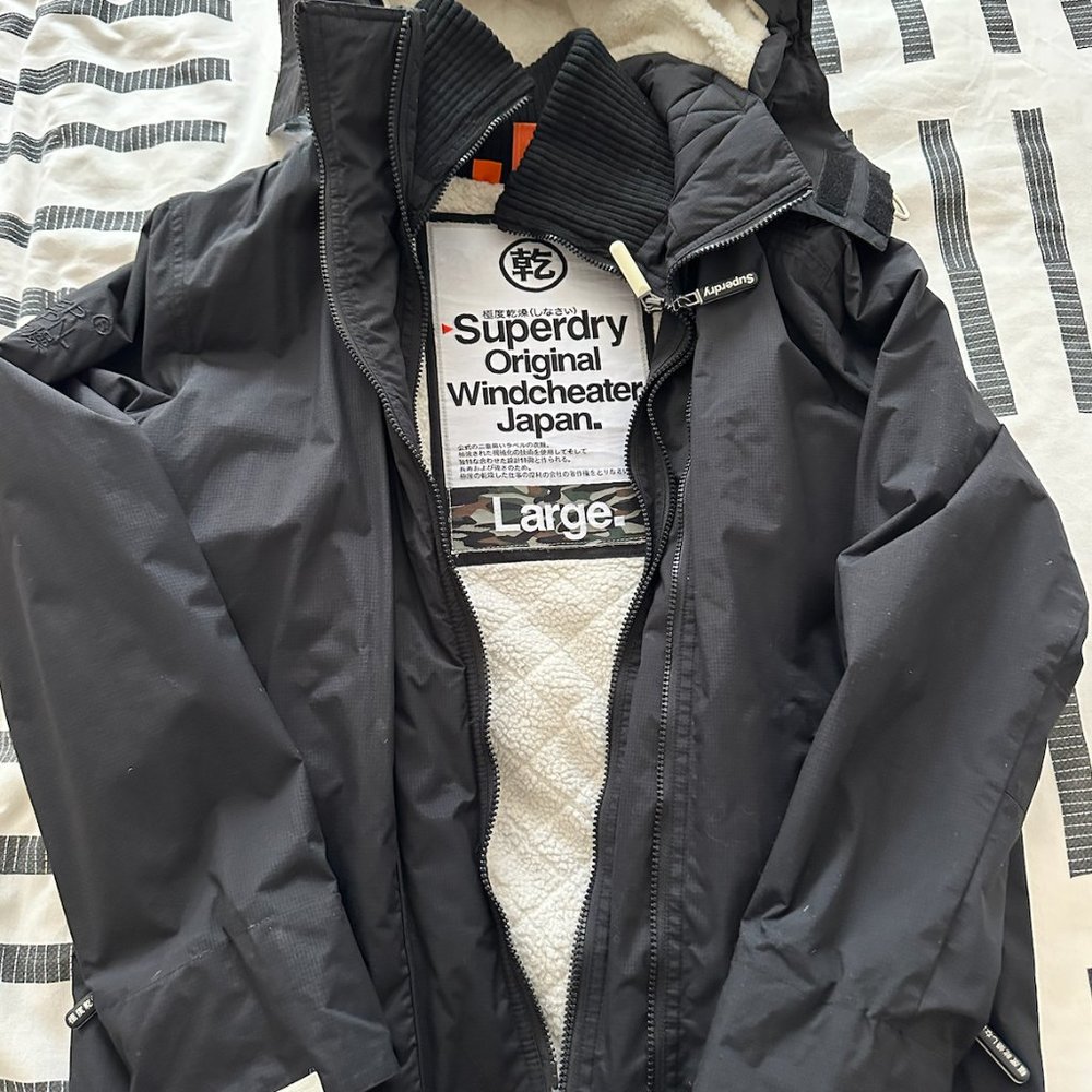 Superdry Womens Original Windcheater Hooded Jacket - Black Large